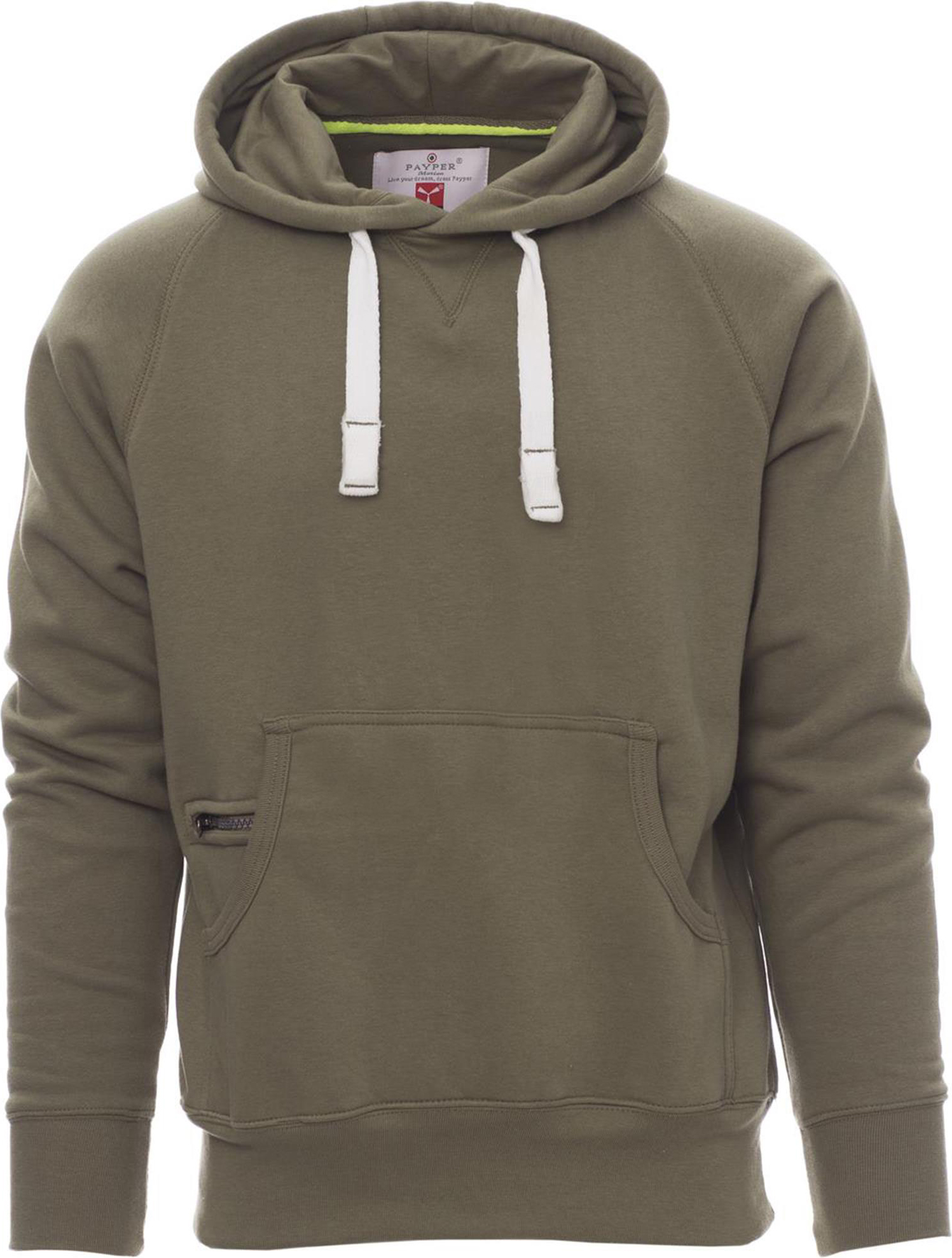 Hoodie zonder rits - heren - 0019 army green front 7 - 0019 (5XL) Leger groen
