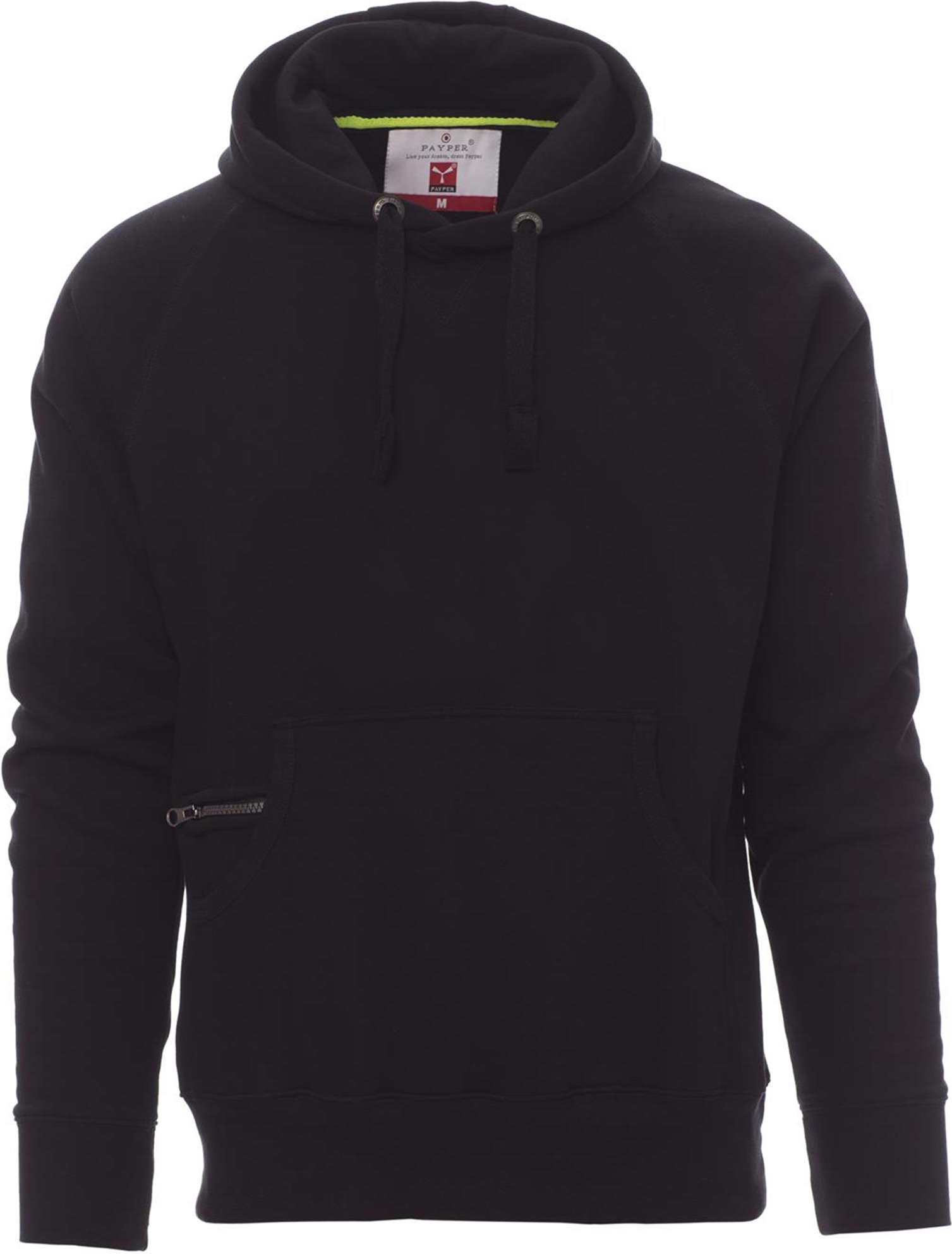 Hoodie zonder rits - heren - 0019 black front 3 - 0019 (L) Zwart