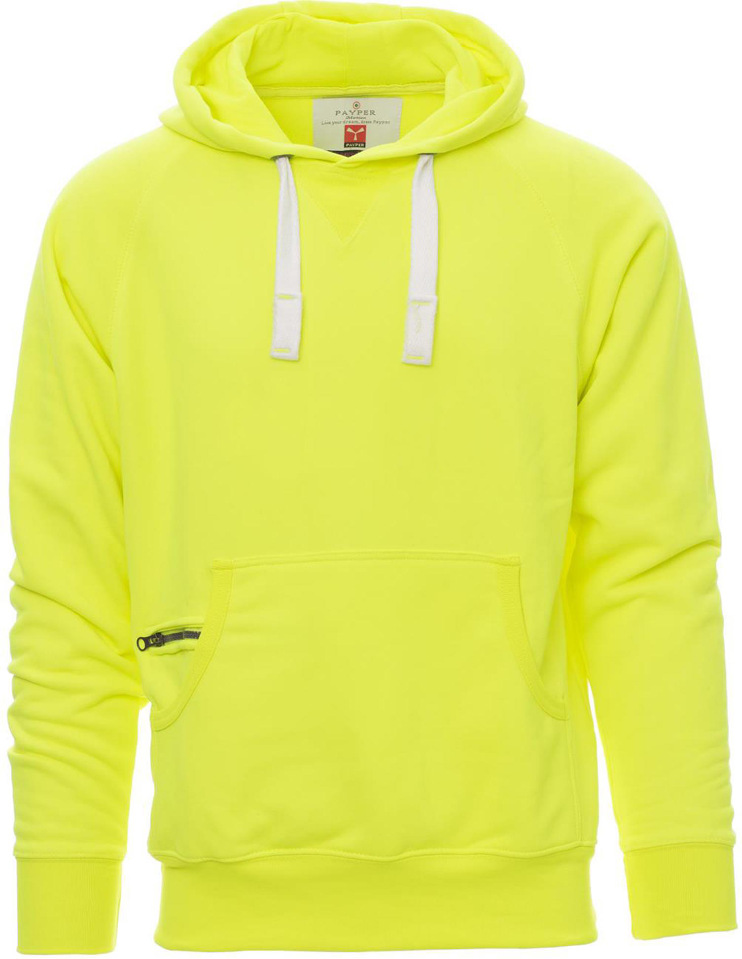 Hoodie zonder rits - heren - 0019 fluorescent yellow front 2 - 0019 (M) Fluoriserend geel