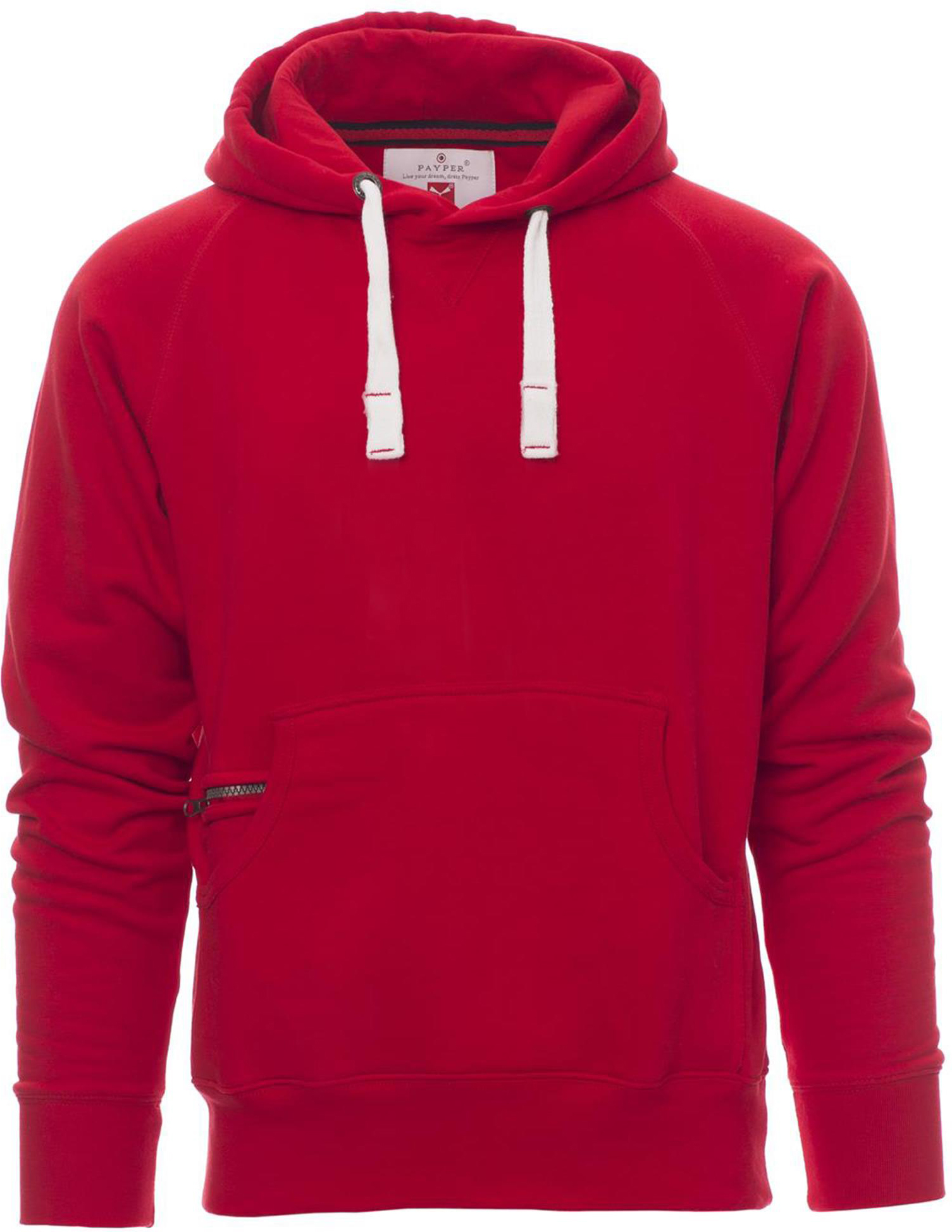 Hoodie zonder rits - heren - 0019 red front 8 - 0019 (5XL) Rood