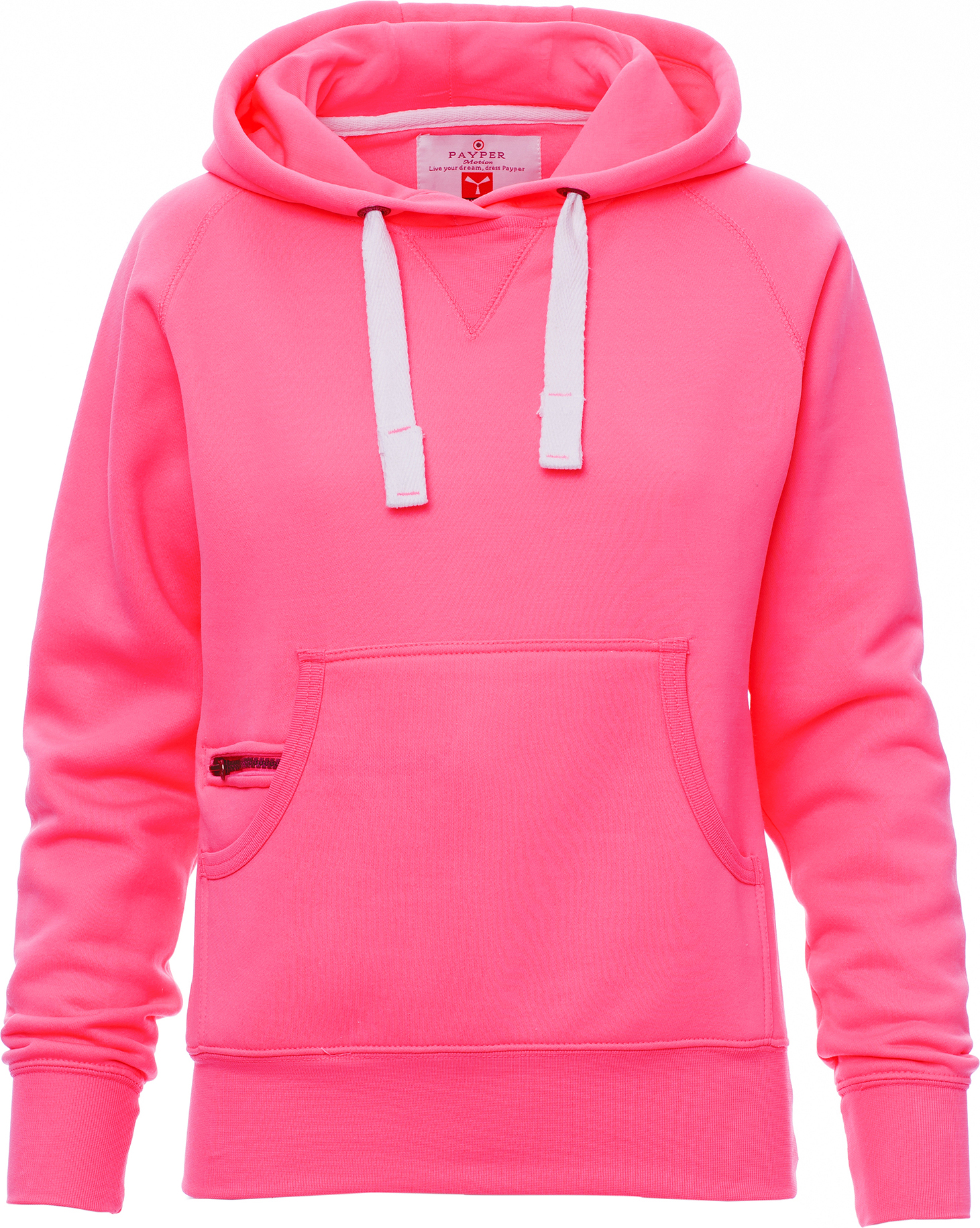 Hoodie zonder rits - dames - 0020 fuxia fluo front - 0020 (XS) Fluoriserend fuchsia