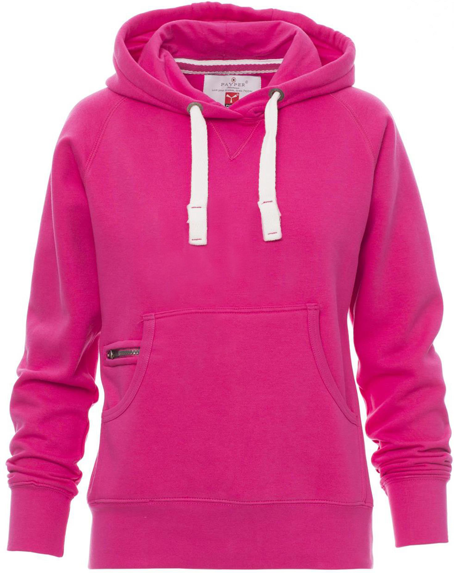 Hoodie zonder rits - dames - 0020 fuxia front 4 - 0020 (XL) Fuxia - Wit