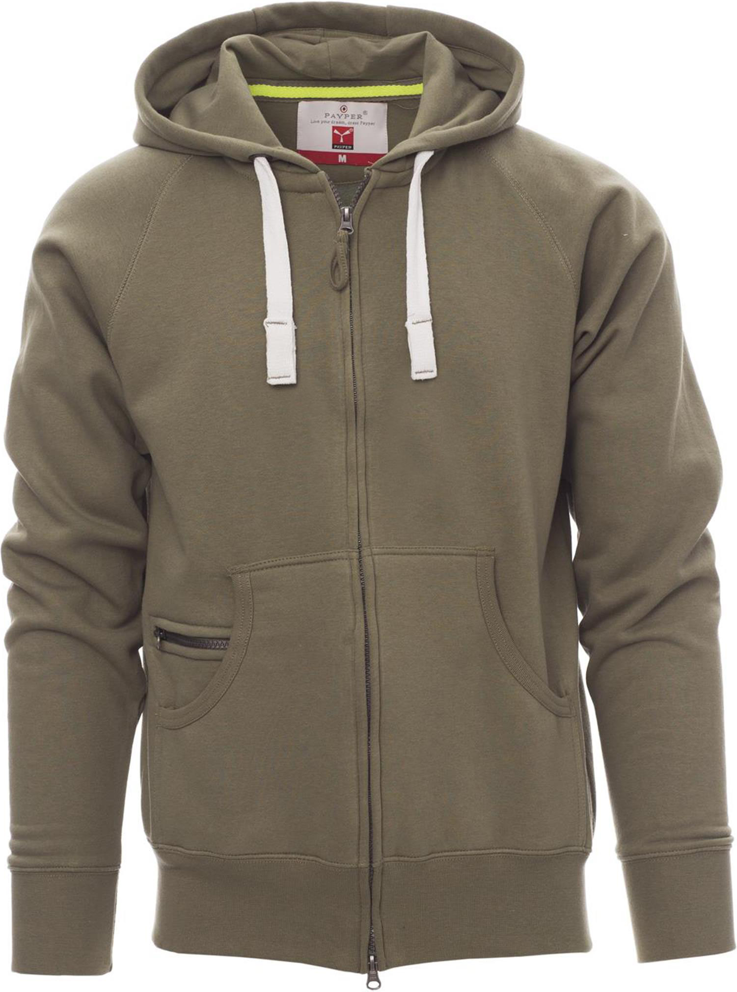 Hoodie met rits - heren - 0021 army green front 7 - 0021 (4XL) Leger groen