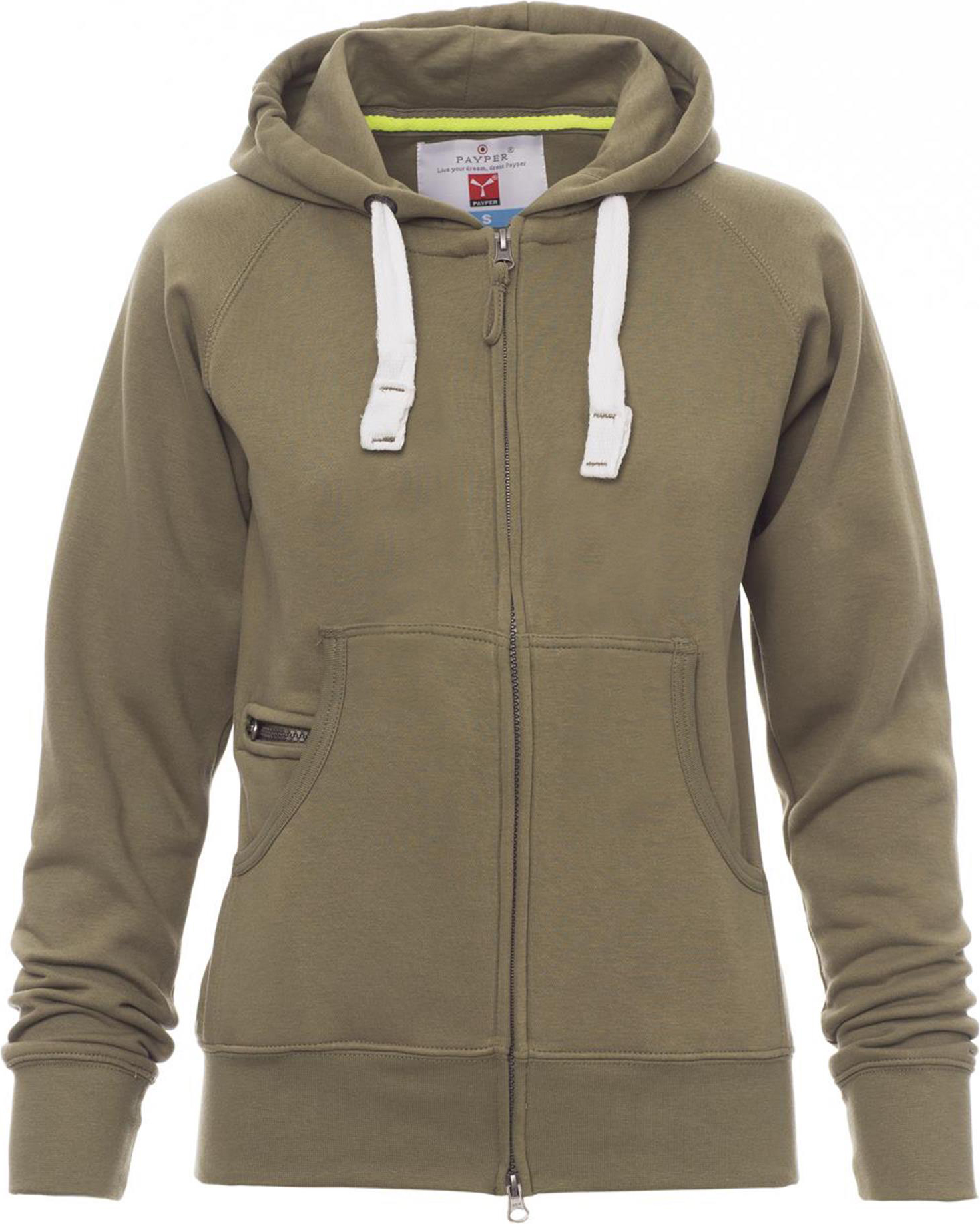 Hoodie met rits - dames - 0406 army green front 1 - 0406 (S) Leger groen