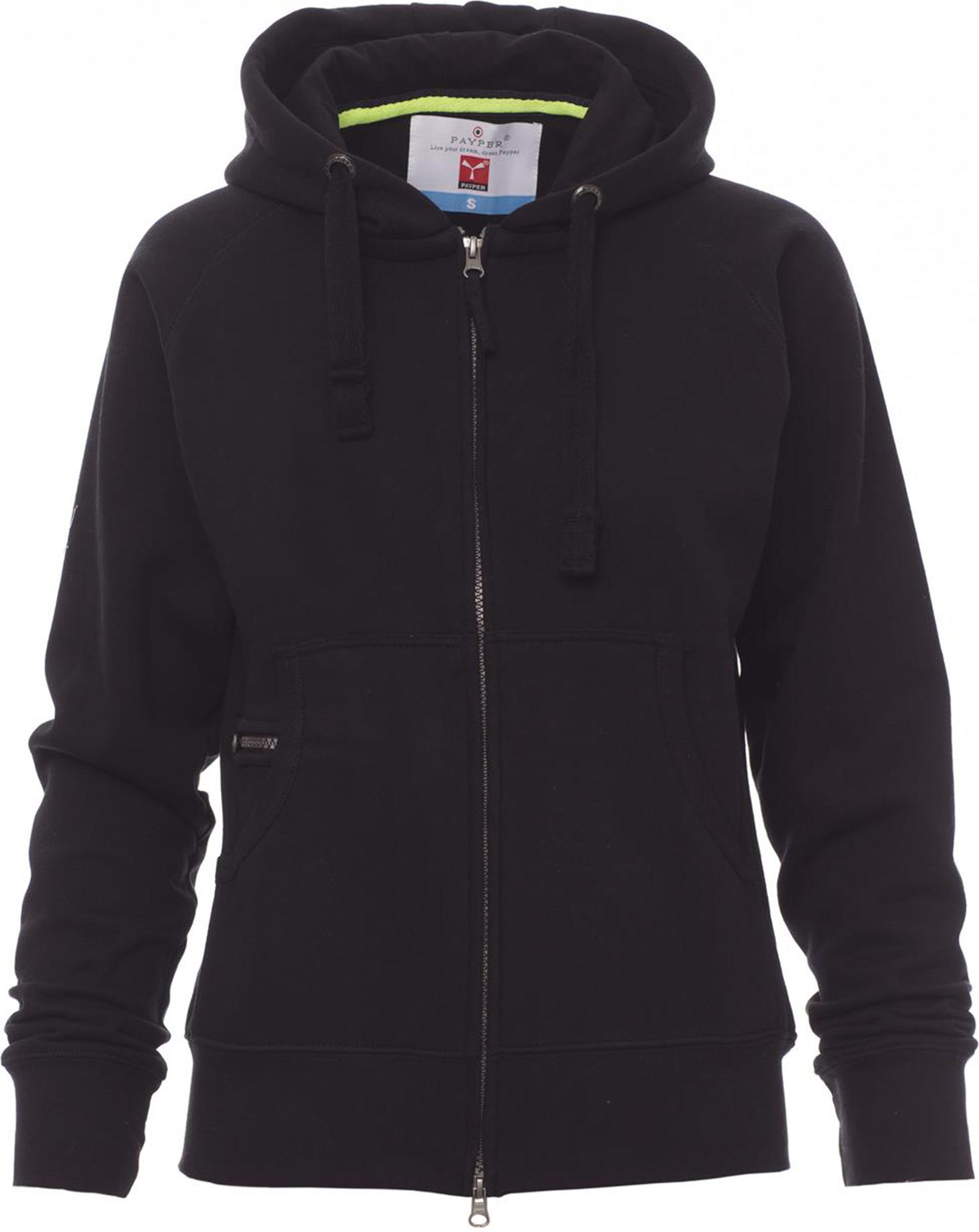 Hoodie met rits - dames - 0406 black front - 0406 (XS) Zwart