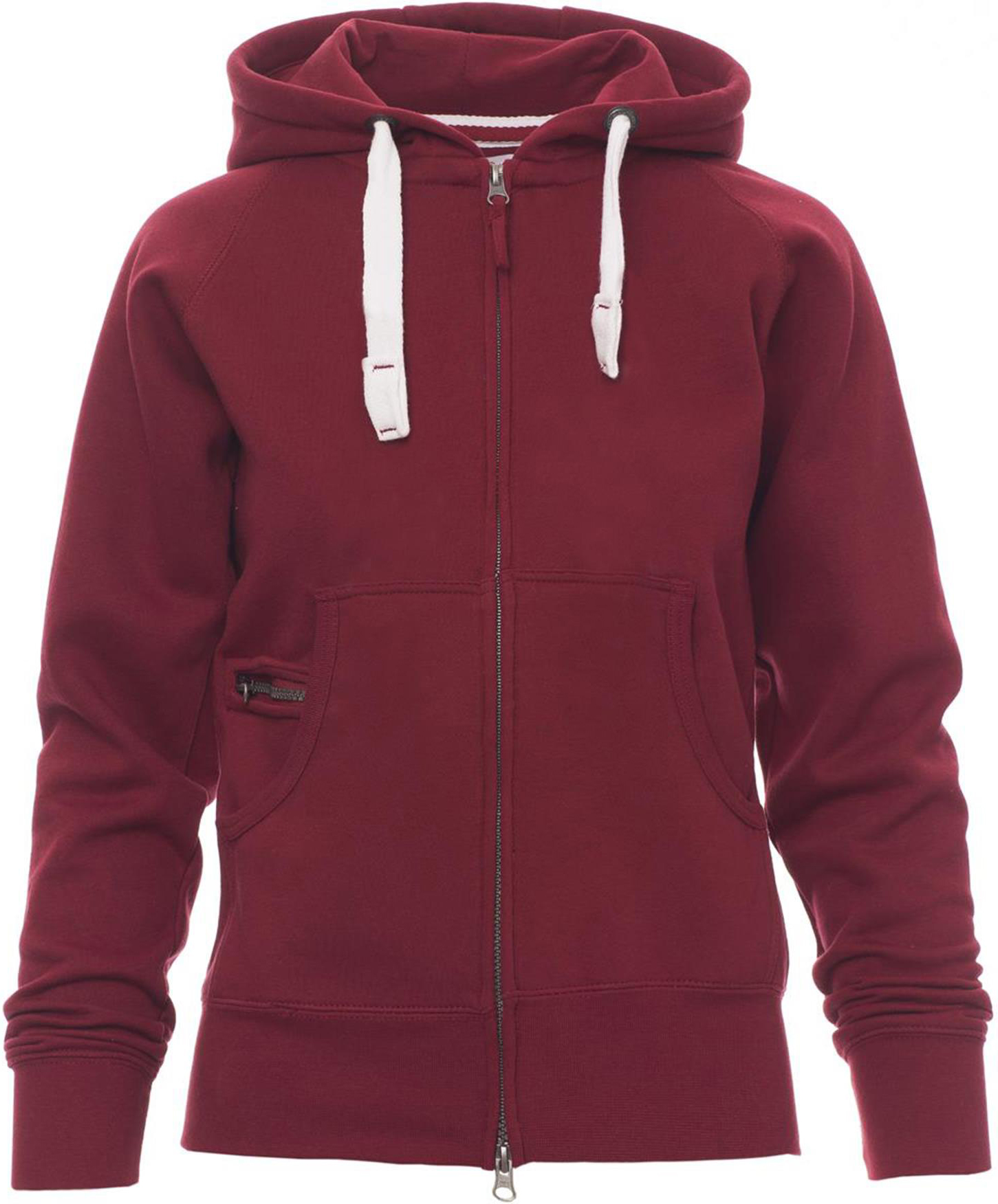 Hoodie met rits - dames - 0406 bordeaux front 4 - 0406 (XL) Bordeauxrood