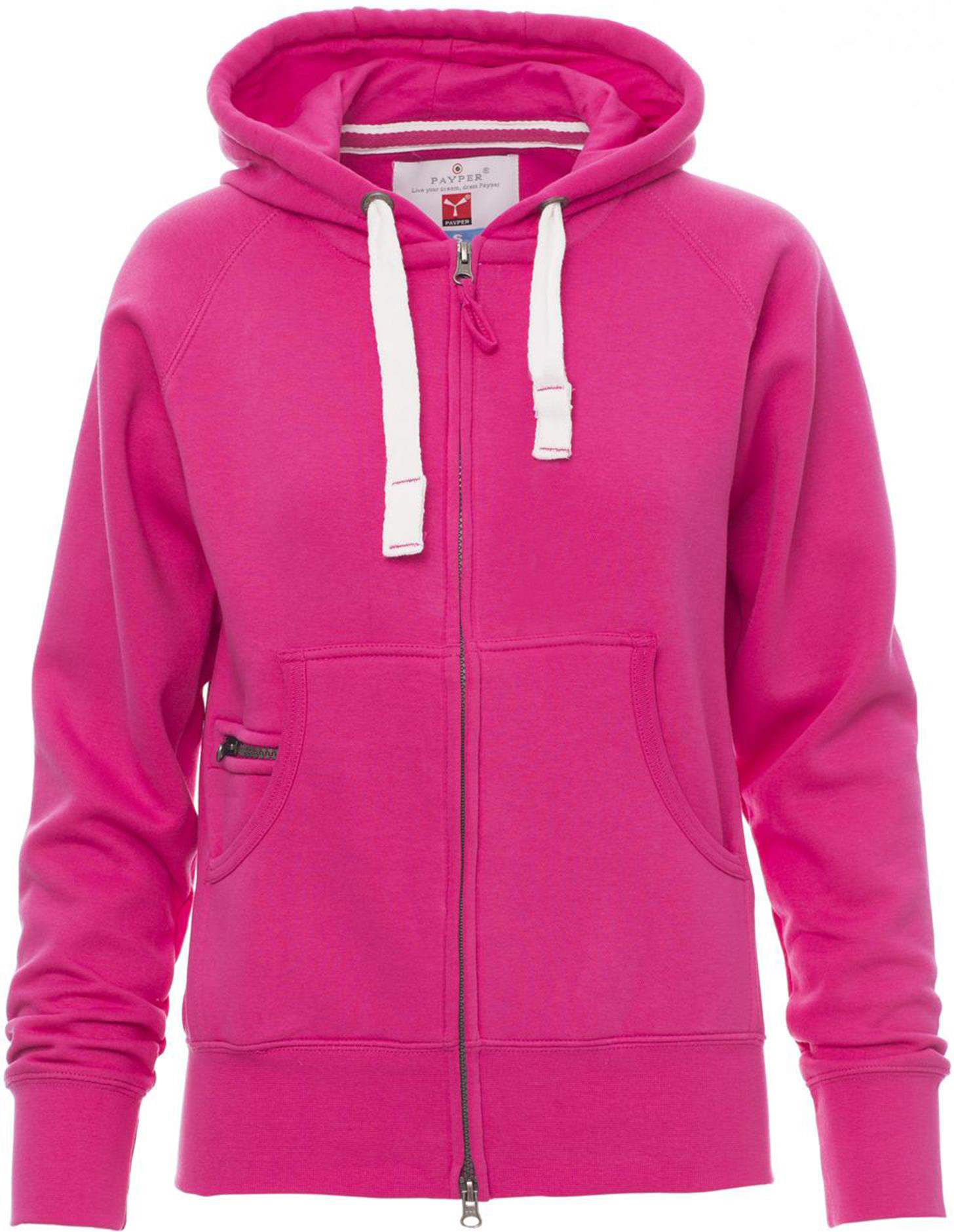 Hoodie met rits - dames - 0406 fuxia front 4 - 0406 (XL) Fuxia - Wit